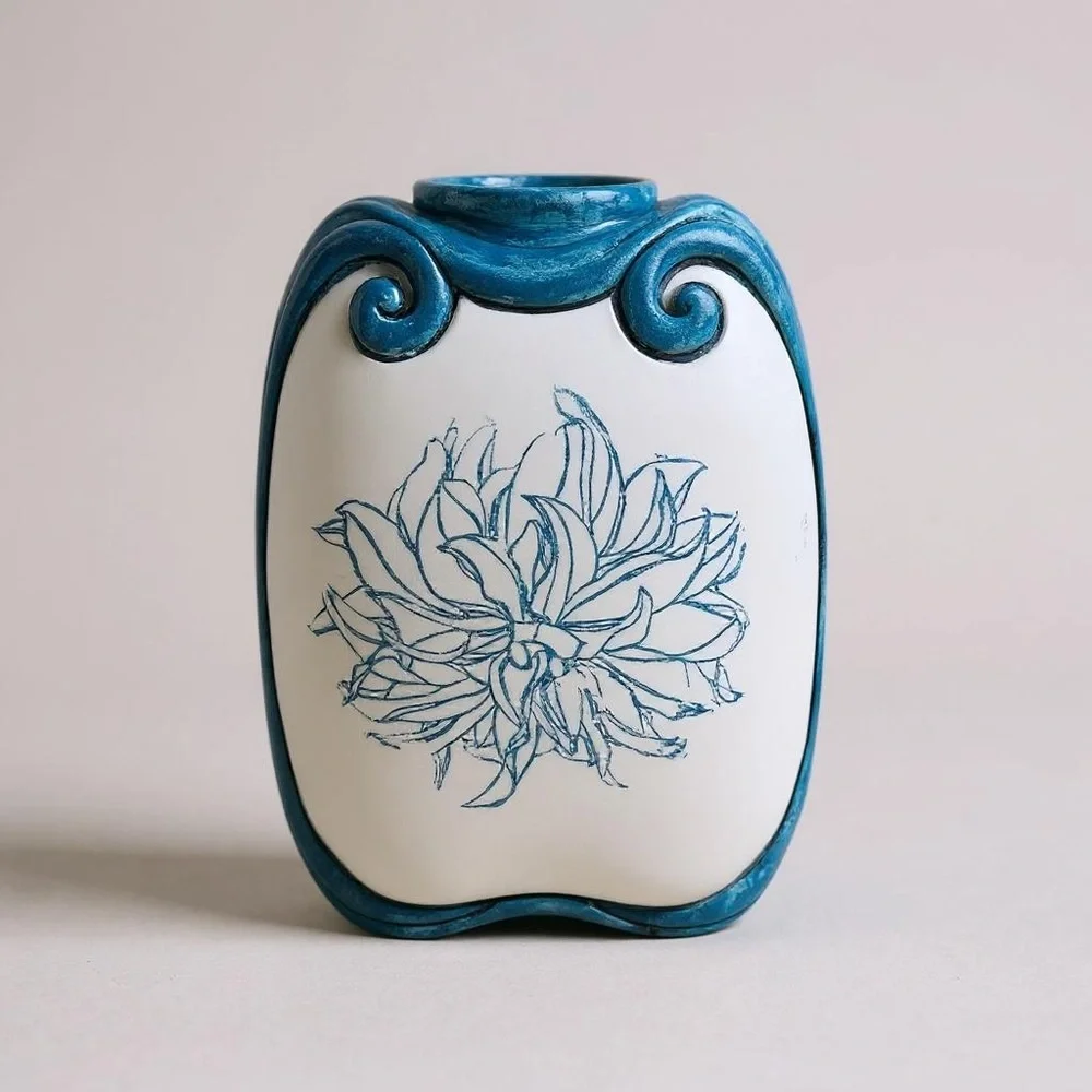 Blue and White Floral Vase